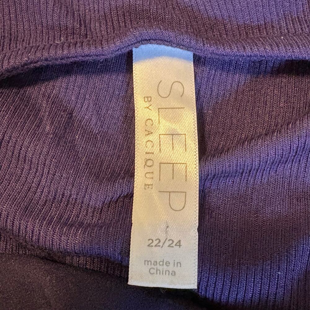Sleep by Cacique Plum Satin Pajama Set Lace Trim Shorts Tank Plus Size 22/24 - Picture 3 of 9